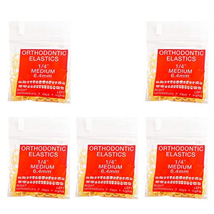 JMU Orthodontic Elastics 1/4 Medium 4.5oz 6.4mm 500 pack Latex Orthodontic Rubber Bands Intraoral Dental Rubber Bands Made in USA