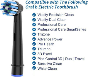 8pcs Cross Clean Brush Heads Compatible with Oral B Electric Toothbrush, Compatible with Cross Action Pro 1000 and Other Oral B Electric Toothbrush, Black.