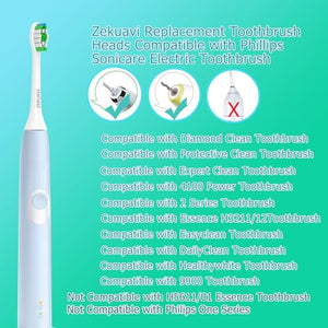 Zekuavi Replacement Brush Head Compatible with Phillips Sonicare Electric Toothbrush, Toothbrush Heads Fits for Philips Sonicare Protective Diamond Expert Daily 4100 5100 6100 1100 6500, White 12Pcs