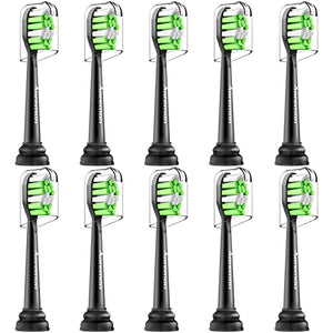 Aoremon Replacement Heads for Philips Sonicare 6100 Toothbrush - Comptible with Sonicare W HX6064/95 Replacement Brush Heads, Black, Pack of 10