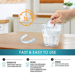 Y-Kelin Retainer Cleaner 96 Tablets, Retainer & Denture Cleansing Tablets 3 Month Supply, Removes Stain, Plaque, Odor for Dentures, Retainers, Night Guards, Mouth Guard & Removable Dental Appliances