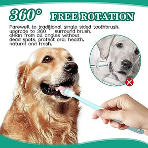 TACPAK 2 Set Dog Toothbrush 360 Degree, Cat Toothbrush Deep Clean Fresh Breath with Storage Box Silicone Handle, Cat Dental Care Dog Oral Hygiene Pet Tooth Cleaning Kit (Pink+Blue)