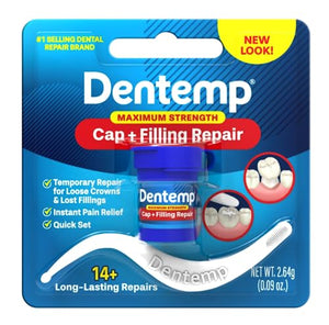 Dentemp Maximum Strength Loose Cap and Lost Filling Repair - Dental Repair Kit for Instant Pain Relief (Pack of 2) - Temporary Filling for Tooth - Long Lasting Tooth Filling