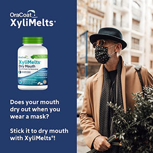 OraCoat XyliMelts Dry Mouth Relief Moisturizing Oral Adhering Discs Mild Mint with Xylitol, For Dry Mouth, Stimulates Saliva, Non-Acidic, Day and Night Use, Time Release for up to 8 Hours, 100 Count