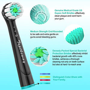 Toptheway Replacement Toothbrush Heads Compatible with Oral B Braun Pro 1000 Cross Action Precision Clean 7000 9600 500 3000 8000 Electric Toothbrush, 16 Pack (Black)