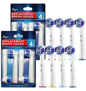 Replacement Brush Heads Compatible with OralB Braun- Pack of 8 Professional Electric Toothbrush Heads- Precision Refills for Oral-b 7000, Clean, Oral B Pro 1000, 9600, 500, 3000, 8000, Vitality Plus!