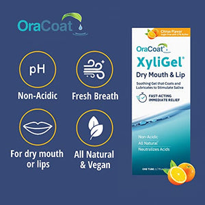 OraCoat XyliGel 1 Pack Soothing Dry Mouth Moisturizing Relief Gel with Xylitol, Sugar Free, for Dry Mouth, Stimulates Saliva Production, Non-Acidic, Daytime and Night Time Use