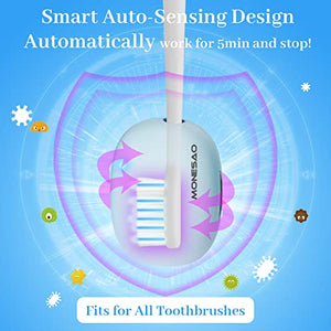 MONESAO Toothbrush Sanitizer, UVC Toothbrush Sterilizer Covers with Holder, Rechargeable Travel Home Toothbrush Cleaner Case for All Electric and Manual Toothbrushes (Blue)