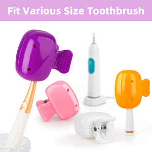 4 Pack Travel Toothbrush Head Covers Toothbrush Protector Cap Brush Pod Case Protective Portable Plastic Clip for Manual & Electric Toothbrush, Household Travel, Camping, Bathroom, School, Business