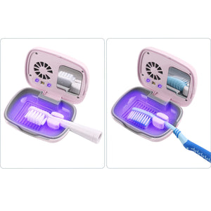 VAPTEC Toothbrush Covers, Portable Toothbrush Case with Cleaning Light, Rechargeable Travel Toothbrush Box with Holder for Household and Travelling or Business Trips (Pink)