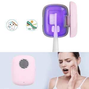 VAPTEC Toothbrush Covers, Portable Toothbrush Case with Cleaning Light, Rechargeable Travel Toothbrush Box with Holder for Household and Travelling or Business Trips (Pink)