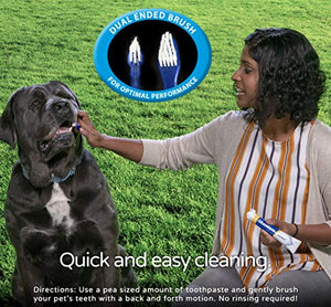 Dog Toothbrush and Toothpaste : Chicken Flavor Tooth Paste with Tooth Brush for Dogs & Cats. Teeth Brushing Cleaner Pet Breath Freshener Oral Care Dental Cleaning Kit. Tartar & Plaque Remover Brushes