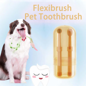 Nanoflex Pet Toothbrush, Nano Flex Pet Toothbrush, Flexibrush Pet Toothbrush with Tongue Scraper, Zentric Dog Toothbrush, Flexi Brush Pet Toothbrush, Silicone Dog & Cat Toothbrush Kit (1 Set)