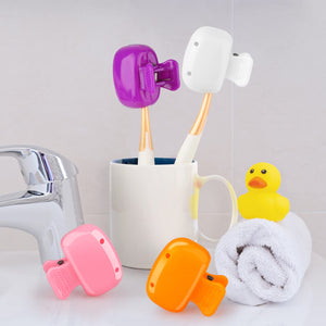 4 Pack Travel Toothbrush Head Covers Toothbrush Protector Cap Brush Pod Case Protective Portable Plastic Clip for Manual & Electric Toothbrush, Household Travel, Camping, Bathroom, School, Business