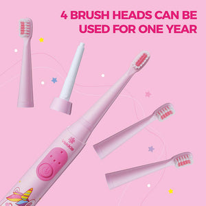 Vekkia Sonic Rechargeable Kids Electric Toothbrush, 3 Modes with Memory, Fun & Easy Cleaning, 24000 Strokes, IPX7 Waterproof, 2-Min Timer for Age 3+, 4 Soft Bristles(Rainbow Jada)