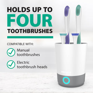 Steripod Brand UV Home Countertop Toothbrush Sanitizer, Reduces Harmful Microorganisms, Toothbrush Holder and Cleaning Station, Holds Four Toothbrushes