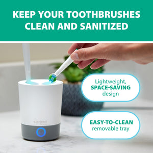 Steripod Brand UV Home Countertop Toothbrush Sanitizer, Reduces Harmful Microorganisms, Toothbrush Holder and Cleaning Station, Holds Four Toothbrushes
