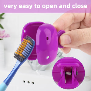 4 Pack Travel Toothbrush Head Covers Toothbrush Protector Cap Brush Pod Case Protective Portable Plastic Clip for Manual & Electric Toothbrush, Household Travel, Camping, Bathroom, School, Business