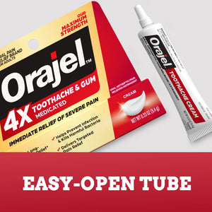 Orajel 4X for Toothache & Gum Pain: Severe Cream Tube 0.33oz- From Oral Pain Relief Brand