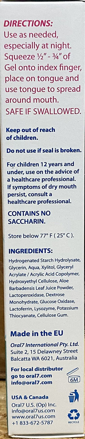 Oral7 - Dry Mouth Moisturizing Mouth Gel Containing Enzymes, Soothes and Protects Gums, Lasting Dry Mouth Relief, Promotes Gum Health and Fresh Breath, Oral Care and Dry Mouth Products 1.6 Ounces