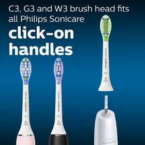 Philips Sonicare Genuine Replacement Toothbrush Heads Variety Pack, C3 Premium Plaque Control, G3 Premium Gum Care & W3 Premium White, 3 Brush Heads, White, HX9073/65