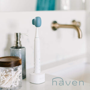 Haven Toothbrush Cover - Fits Electronic and Manual Toothbrushes - Toothbrush Case Holder for Travel - Set of Two Tooth Brush Protectors (Blue and Charcoal Gray)