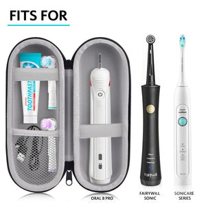 Electric Toothbrush Travel Case, Hard Storage Bag with 6pcs Toothbrush Cover Caps, Fits for Oral-B/Oral-B Pro/Philips Sonicare Electric Toothbrush