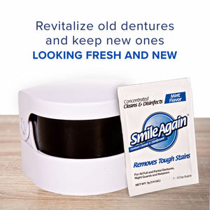 Smile Again Care Kit, Denture, Retainer & Aligner Care and Cleaning Bundle with Ultrasonic Denture & Retainer Cleaner, Brush, Denture Cleaning Solution, and Informational Brochure, Pack of 3