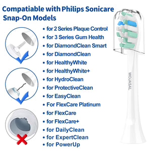 Replacement Brush Heads Compatible with Philips SoniCare Electric Toothbrushes Handle, Toothbrush Head of Effective Cleaning, for Snap-on System, 8 Pack, White