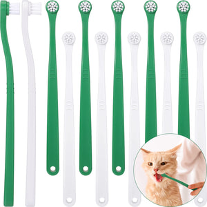 12 Pcs Cat Toothbrush Small Dog Toothbrush Mini Head Soft Bristles Dog Tooth Brush Gentle Pet Toothbrush Long Handle Tooth Brush for Puppy Cats Large and Small Dog Dental Care, 2 Colors