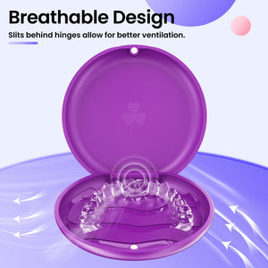 (2 Pack) Aligner and Retainer Case w/ 2 Aligner Tools, Solid Orthodontic Retainer Case with Magnetic Closure, Aligner Case for Invisalign- Pink & Purple