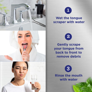 GuruNanda Stainless Steel Tongue Scraper (Pack of 2) with Travel Case, Medical Grade 100% Stainless Steel, Aids in Fresh Breath & Overall Oral Care - Travel Friendly Tongue Scraper For Adults and Kids