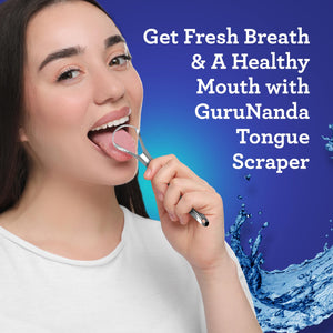 GuruNanda Stainless Steel Tongue Scraper (Pack of 2) with Travel Case, Medical Grade 100% Stainless Steel, Aids in Fresh Breath & Overall Oral Care - Travel Friendly Tongue Scraper For Adults and Kids