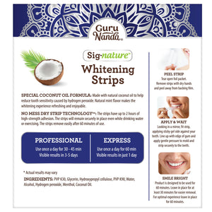 GuruNanda Teeth Whitening Strips with Coconut Oil - 14 Enamel Safe Strips for Sensitive Teeth - Non-Slip, Dry Strip Technology for Whiter Teeth - 7 Professional Treatments with 30 Minutes Fast Results