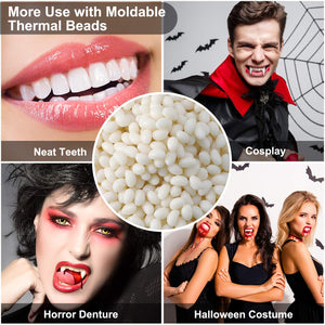 100g Bead Teeth Tooth Solid Gel Temporary Moldable Thermal Fitting Bead Teeth Pellet Fake Teeth Filler for Halloween Scary Themed Party Makeup Fix The Missing Broken Tooth, White