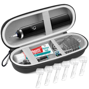 Electric Toothbrush Travel Case, Hard Storage Bag with 6pcs Toothbrush Cover Caps, Fits for Oral-B/Oral-B Pro/Philips Sonicare Electric Toothbrush