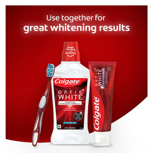 Colgate Optic White Whitening Mouthwash, 2% Hydrogen Peroxide, Fresh Mint, 32 Ounce, 3 Pack (Packaging May Vary)