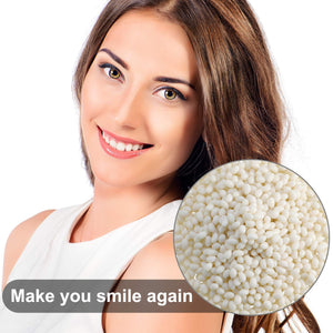 100g Bead Teeth Tooth Solid Gel Temporary Moldable Thermal Fitting Bead Teeth Pellet Fake Teeth Filler for Halloween Scary Themed Party Makeup Fix The Missing Broken Tooth, White