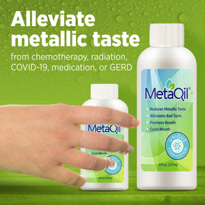 MetaQil Oral Rinse, Proven to Relieve Metallic, Bitter and Other Taste Disorders, Made from Natural Ingredients, Cools and Freshens Breath, Available in 8 oz Bottle, 1 Count