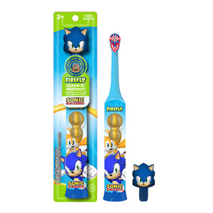 FIREFLY Clean N' Protect, Sonic The Hedgehog Toothbrush with 3D hygienic Cover, Premium Soft Bristles, Anti-Slip Grip Handle, Battery Included, Ages 3+, 1 Count